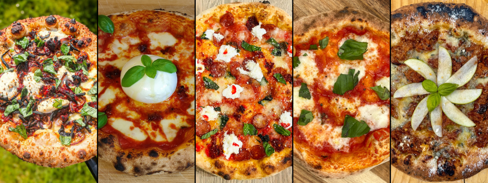 5 pizzas overlapping