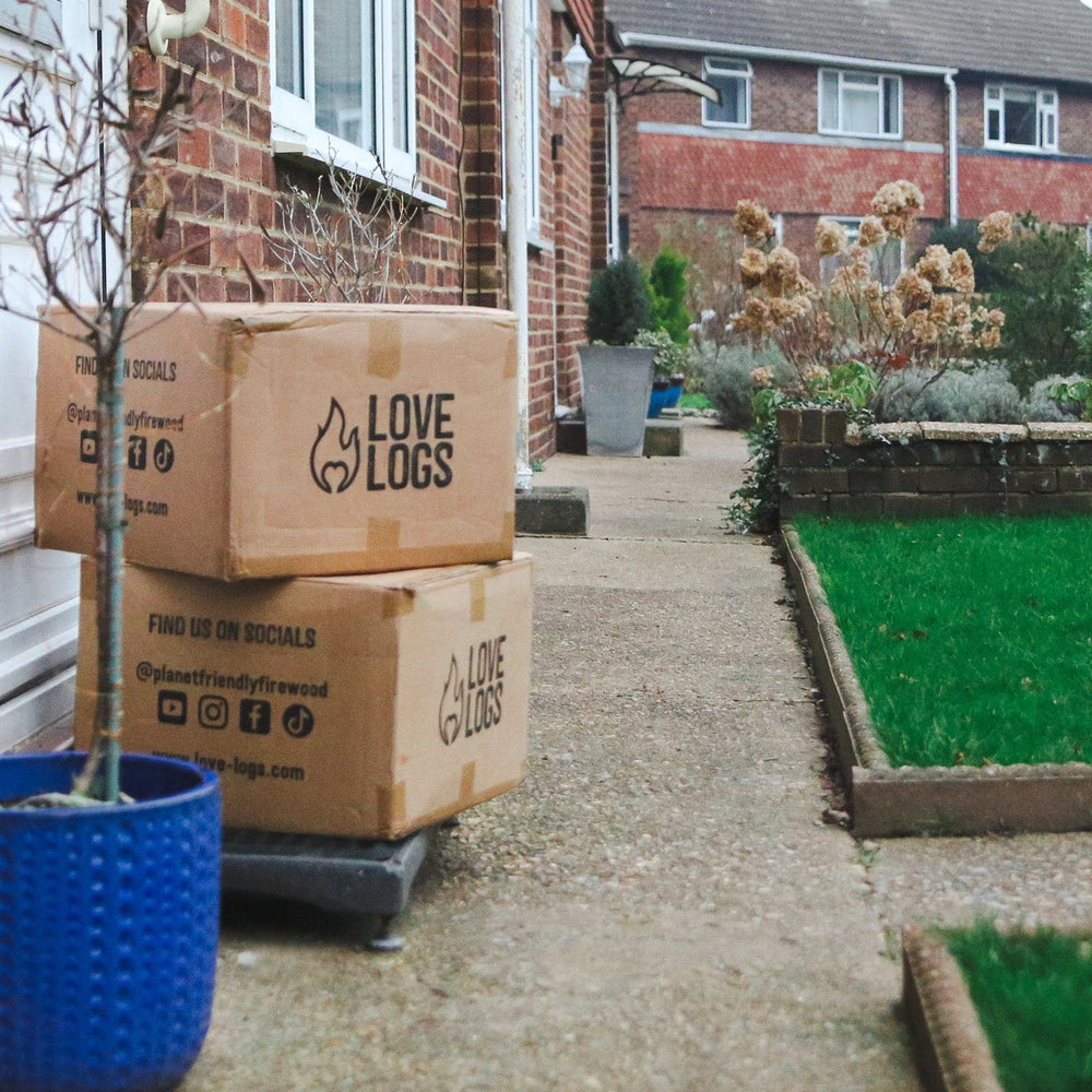 Love logs boxes on doorstep