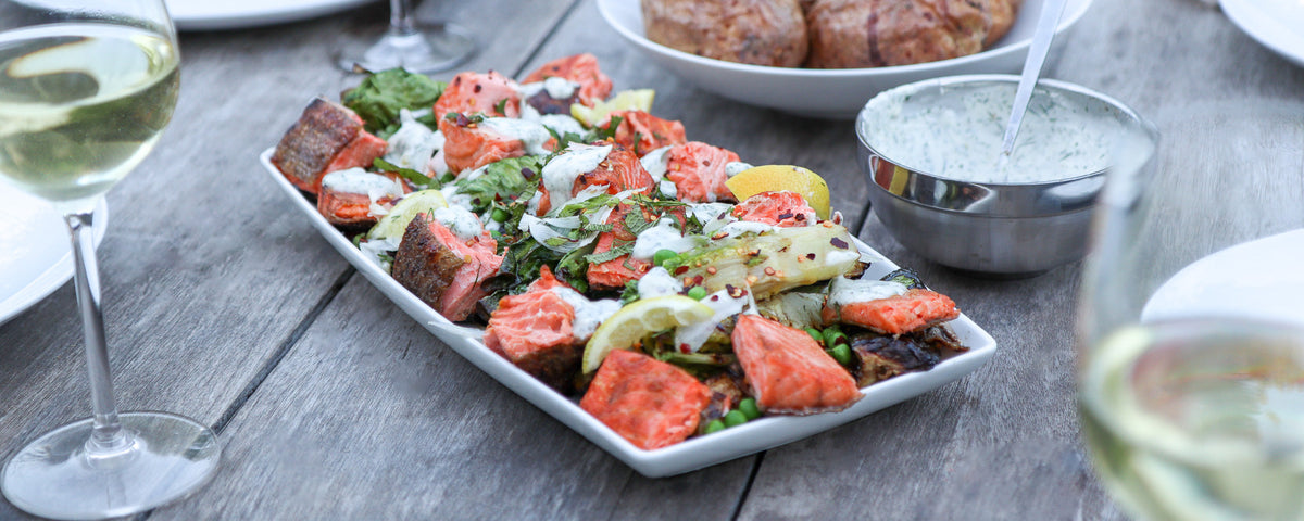 Tandoor chicken with fire roasted veg, coriander chutney and raita