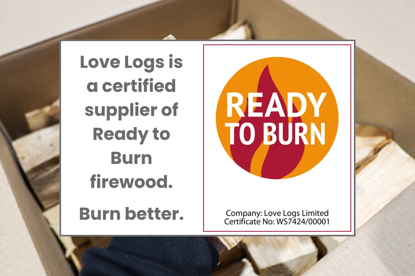 Love Logs Ready to Burn certified hobbit logs