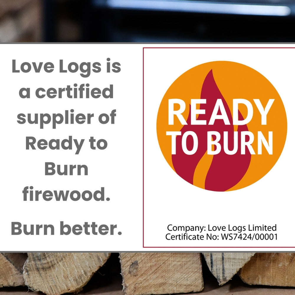 Love Logs Ready to Burn certification for oak firewood