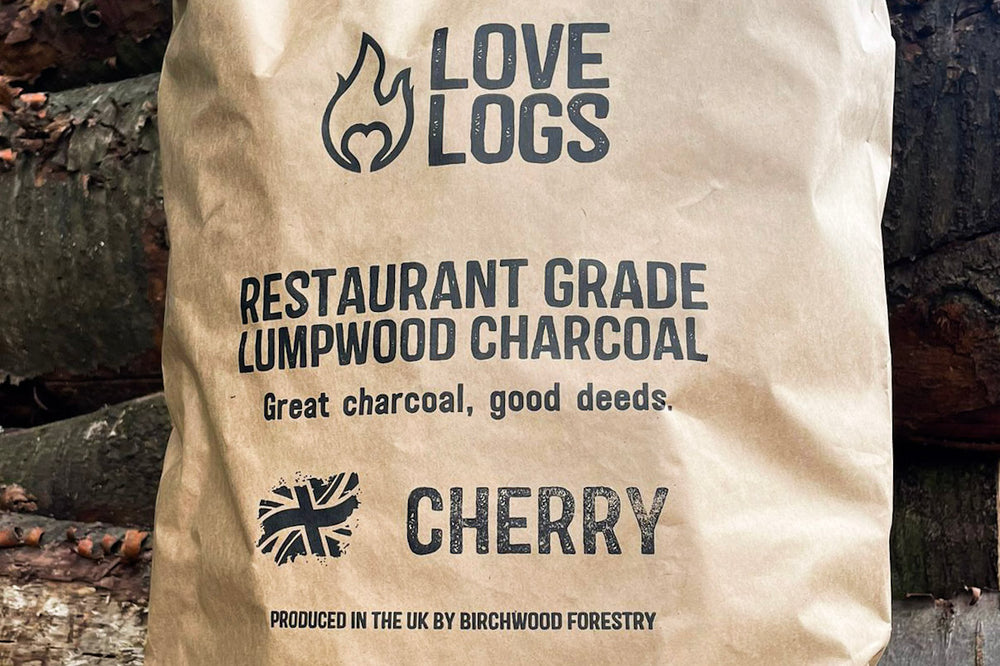 Love Logs Wild Cherry British Charcoal Close Up