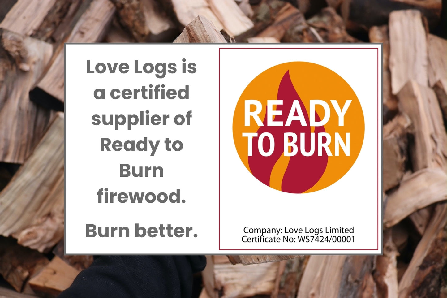 Love Logs apple wood logs Ready to Burn Certification