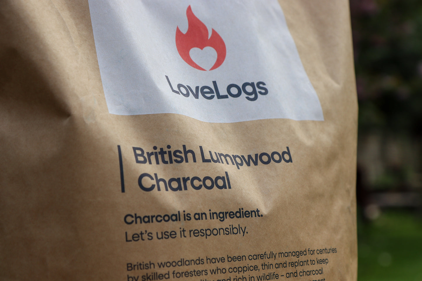 Love Logs British Charcoal back of bag