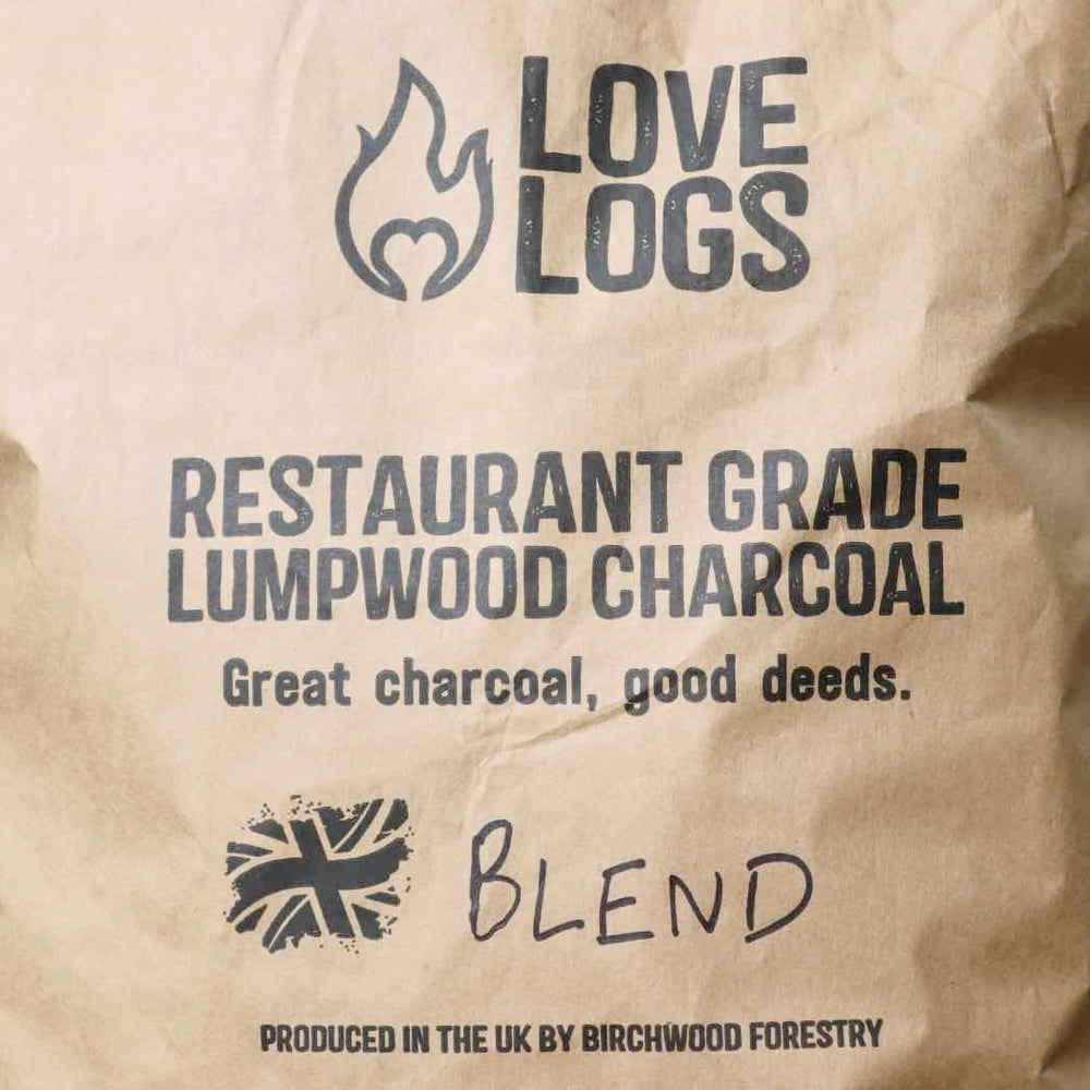 Close Up Shot of Love Logs Sustainable British Charcoal Bag