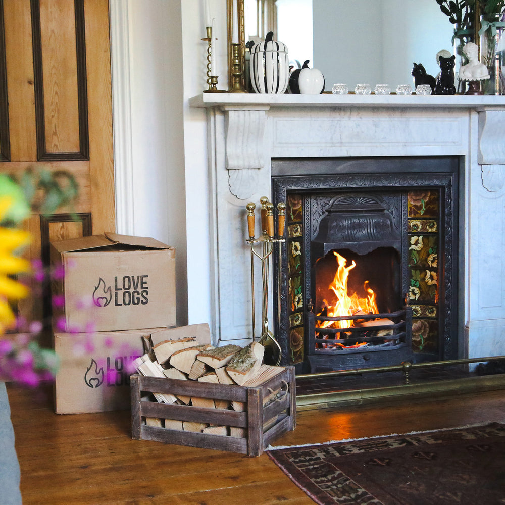 Love Logs Ready to Burn firewood being used in an open fire