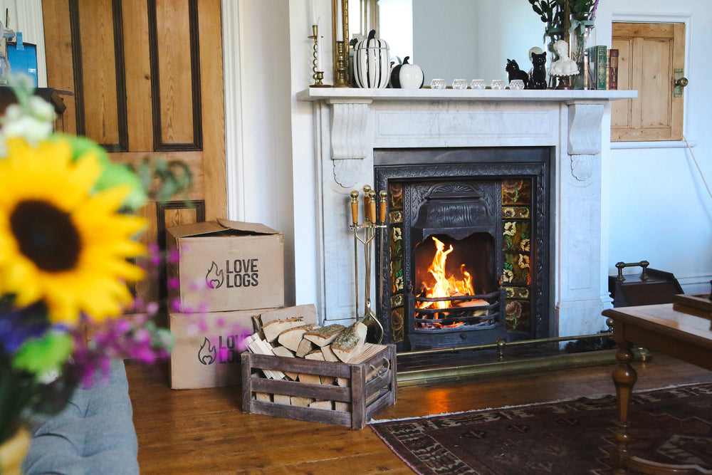 Love Logs Ready to Burn firewood being used in an open fire