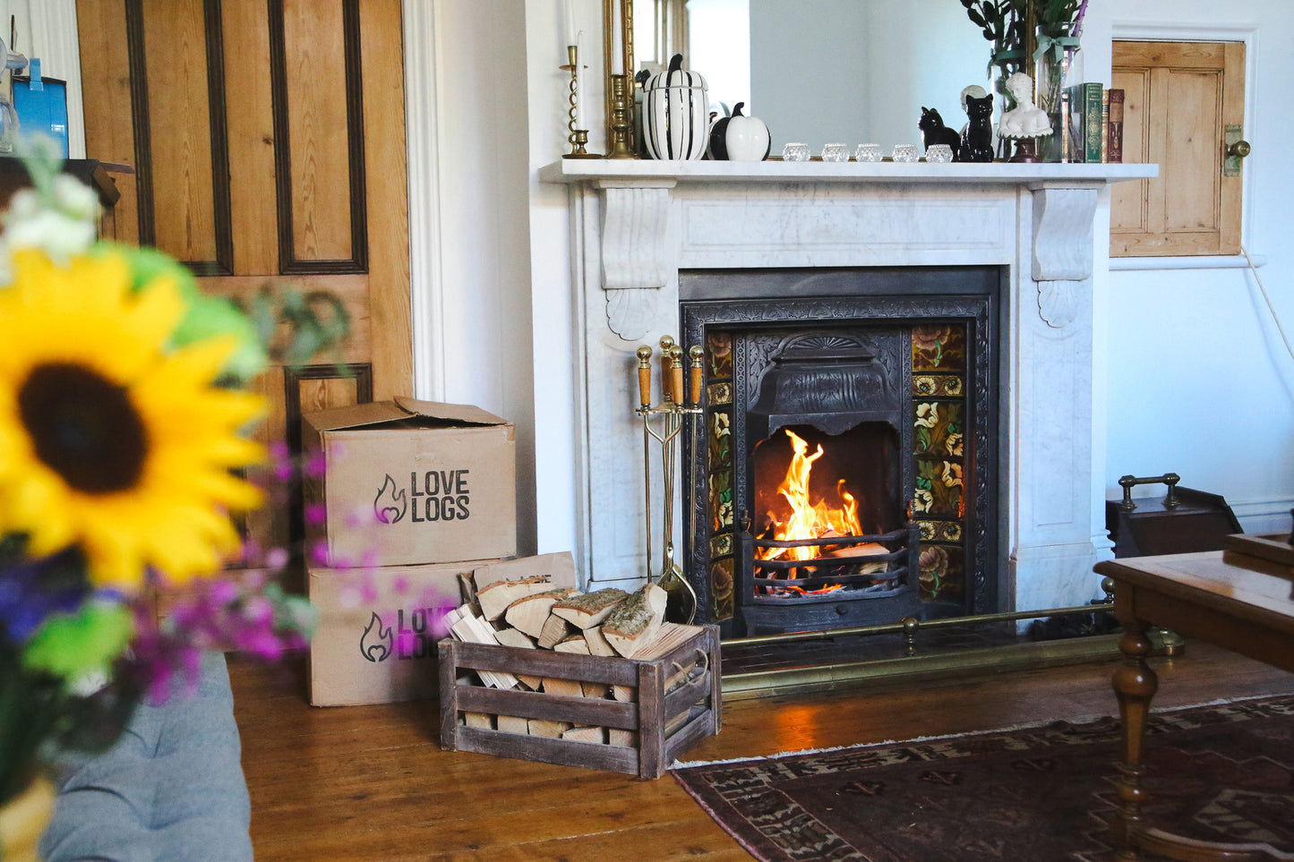 Love Logs Ready to Burn firewood being used in an open fire