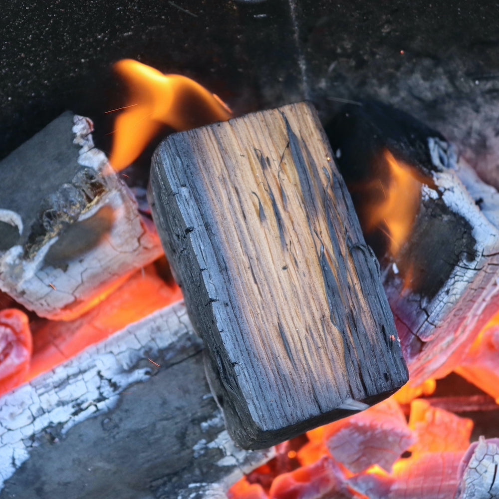 Oak Smoking Chunk Burning in Charcoal